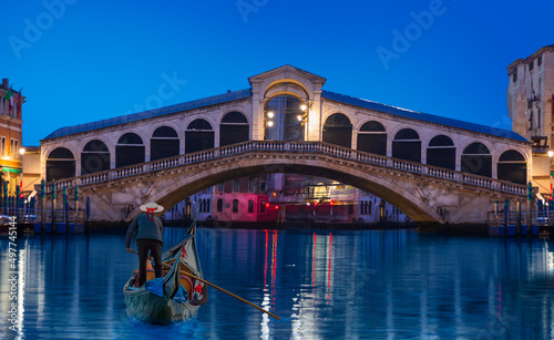 Romantic gondola ride near Rialto Bridge -  Venice, Italy © muratart