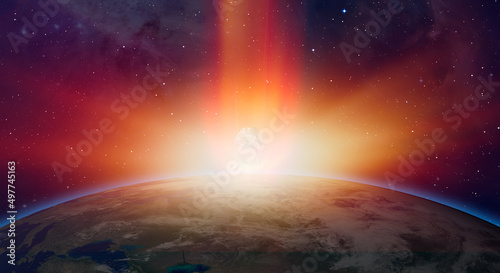 Attack of the asteroid (meteor) on the Earth "Elements of this image furnished by NASA