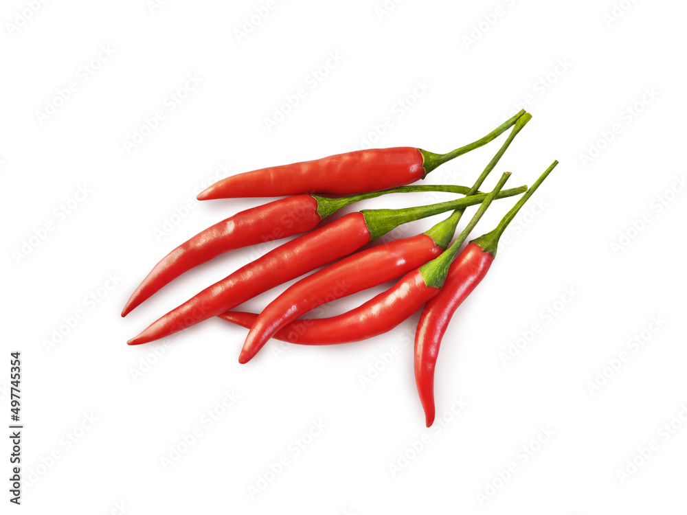 Chili pepper isolated on white background. Ripe chili pepper Clipping Path