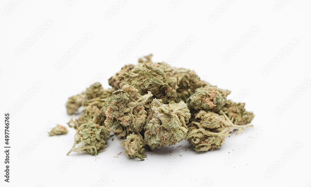 Marijuana cogollos mountain, white background. Marijuana cogollos mountain, white background.