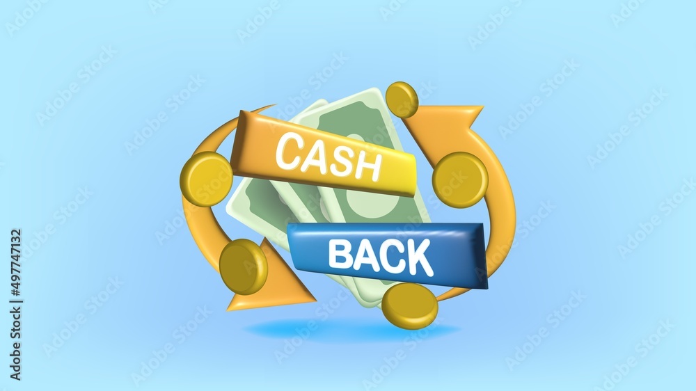 Fototapeta premium 3d Cash back service, financial payment label.