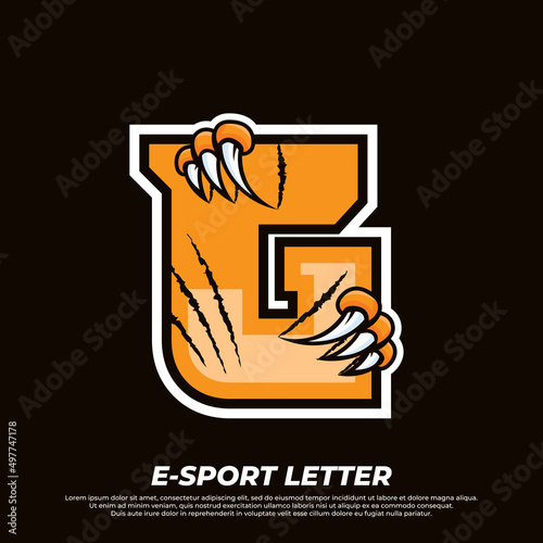 Tiger claw mascot sport logo design. Letter G with Tiger scratch animal mascot illustration logo