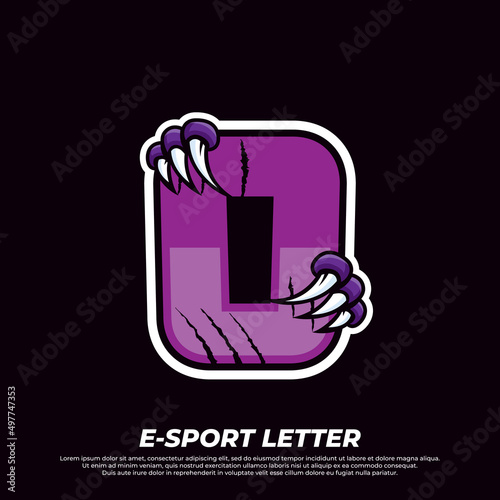 Tiger claw mascot sport logo design. Letter O with Tiger scratch animal mascot illustration logo