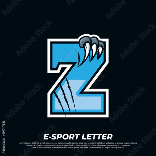 Tiger claw mascot sport logo design. Letter Z with Tiger scratch animal mascot illustration logo