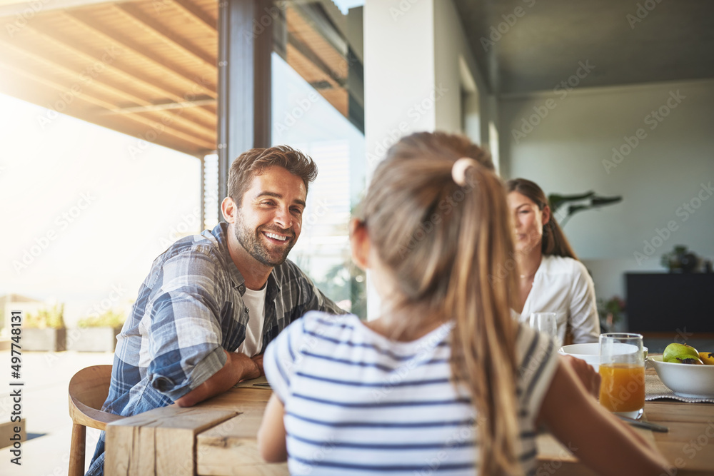 Obraz premium Having breakfast together makes them a happier family. Shot of a family having breakfast together at home.