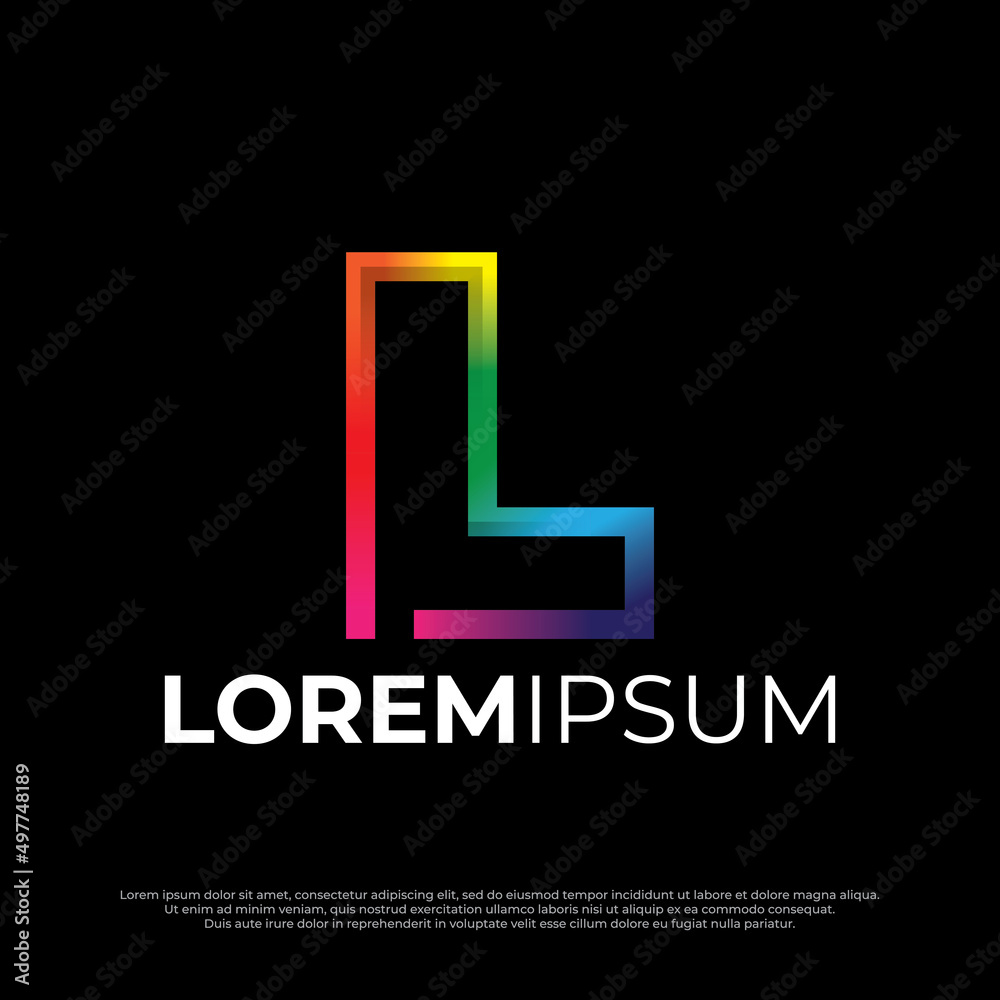 Initial letter L colorful Modern digital alphabet font, Rainbow color ...