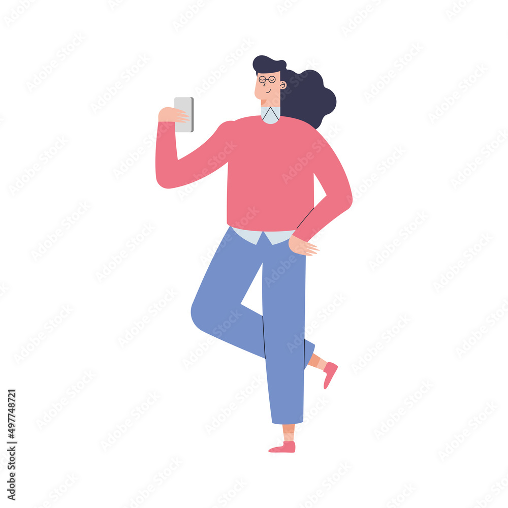 woman standing using smartphone