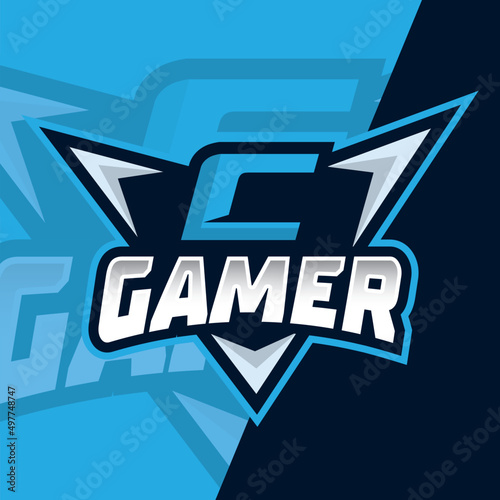 C initial letter esport logo illustration design, gaming initial mascot logo, esport team logo ideas