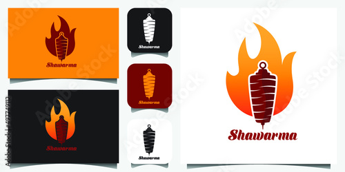 Set of doner kebab logo templates. Vector creative labels for Turkish and Arabian fast food restaurant