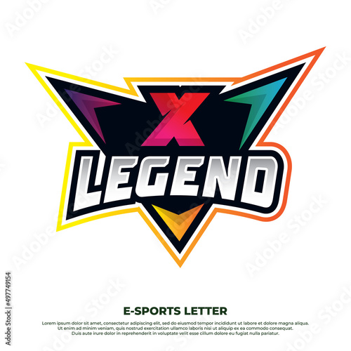 X initial letter esport logo illustration design, gaming initial mascot logo, esport team logo ideas