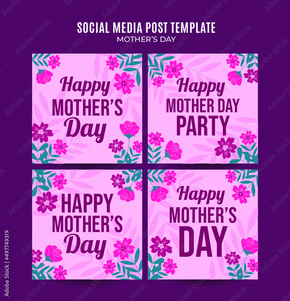 Happy Mother's Day Retro Web Banner for Social Media Square Poster, banner, space area and background Happy Mother's Day Retro Web Banner for Social Media Square Poster, banner, space area and background