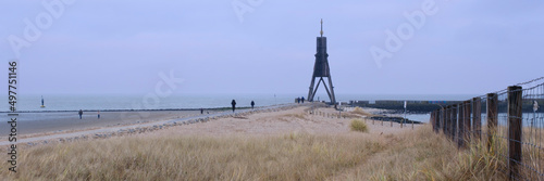 Kugelbake an der Grimmershörn Bucht, Cuxhaven, Niedersachsen, Deutschland, Europa