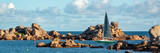 Sailing boat and the rocks of Ploumanach in Perros-Guirec, Côtes d'Armor, Brittany, France