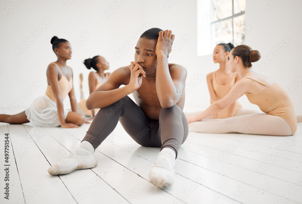 Obraz premium Be there for them when they come through. Studio shot of a young ballet dancer having a stressful day in a dance studio.