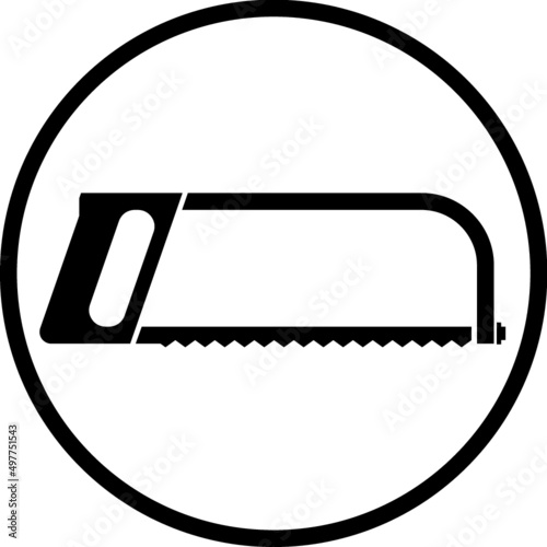 Metal cutting hand saw isolated on white. Hacksaw vector icon