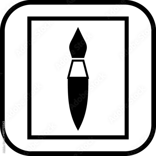Artist brush on blank canvas ready for painting. Vector icon isolated