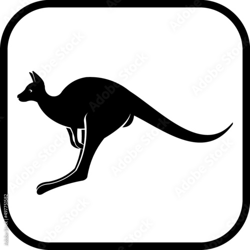 Kangaroo silhouette sign. Vector icon isolated on white © Mr_Vector