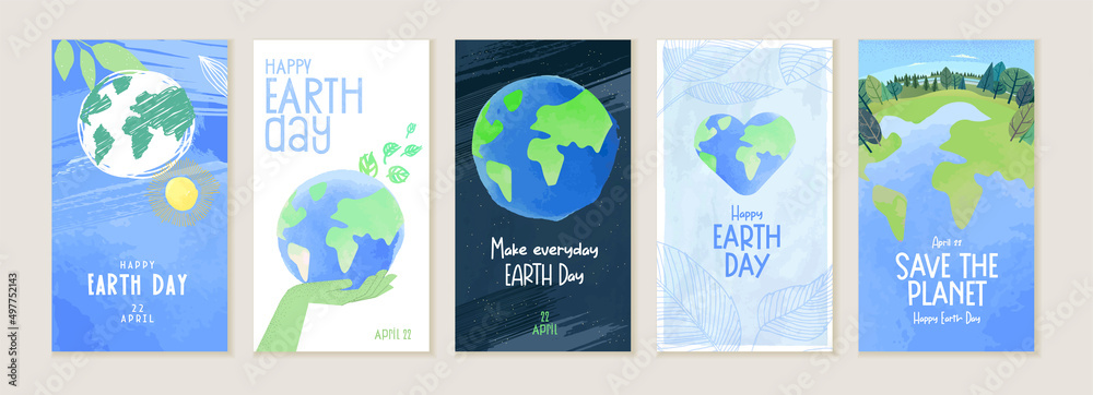 Plakat Earth day illustration set. Vector concepts for graphic and web design, business presentation, marketing and print material.