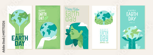 Fotografie, Obraz Earth day illustration set