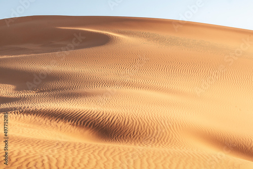 Fototapeta Naklejka Na Ścianę i Meble -  Paesaggio desertico con dune di sabbia alte e sfondo cielo blu