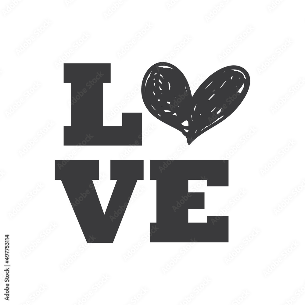 Love word with Heart icon. Valentine's day design. Lovers decoration.  vector de Stock | Adobe Stock