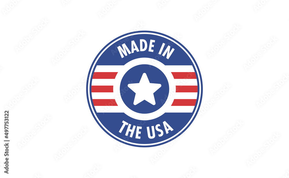 Made in America badge. United States patriotic symbol. American label. USA emblem. Made in America badge. United States patriotic symbol. American label. USA emblem.