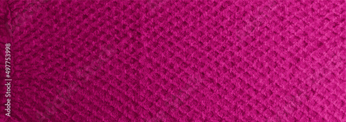 Realistic illustration of a lilac-pink knitted carpet close-up. Textile texture on a lilac-pink background. Detailed warm yarn background. Natural wool fabric, sweater fragment.