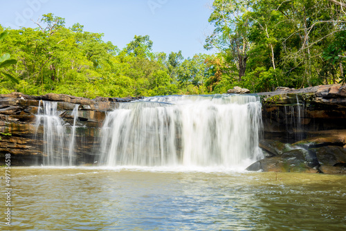 Wang Yai waterfall, Waterfalls, and rivers in Beautiful nature, Sisaket province, Thailand.