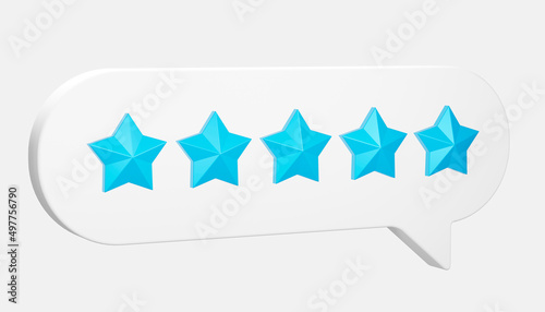 Excellent feedback with five blue stars. 3D render