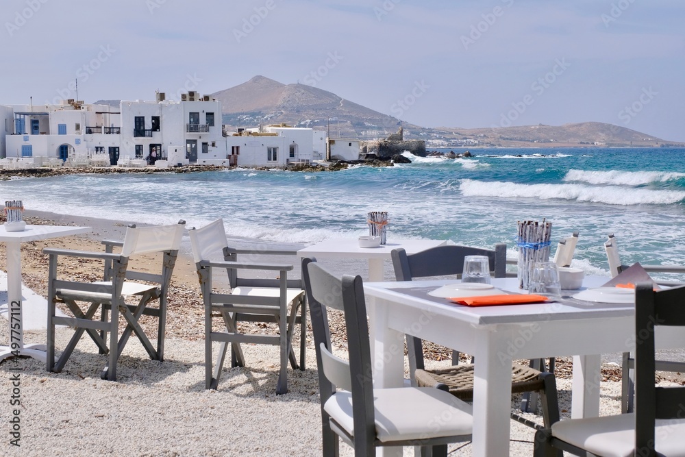 Restaurant At The Beach Of Paros Island, Greece