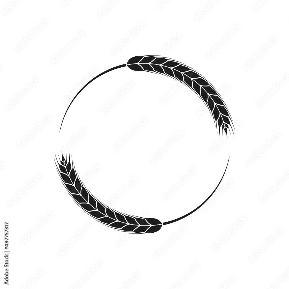 Black wheat ears in circle shape icon. Agriculture wheat. Vector. Black wheat ears in circle shape icon. Agriculture wheat. Vector.