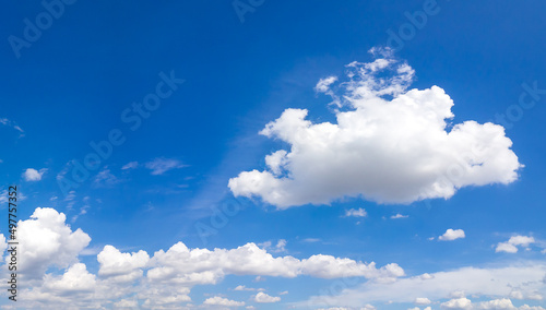 Panorama Blue sky and white clouds. Vivid sky on white cloud.