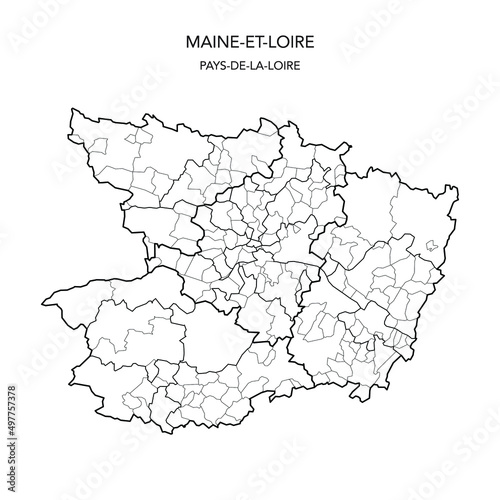 Map of the Geopolitical Subdivisions of The Département De Maine-et-Loire Including Arrondissements, Cantons and Municipalities as of 2022 - Pays De La Loire - France photo