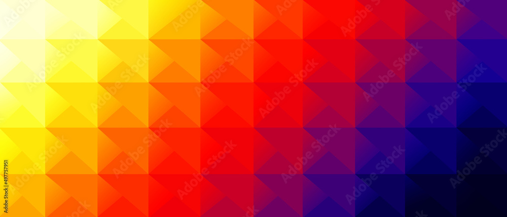 Obraz premium abstract background made up of triangles Color gradation from purple to red to yellow.