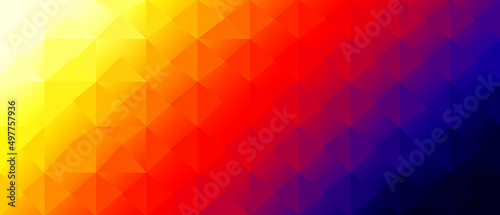 abstract background made up of triangles Color gradation from purple to red to yellow.