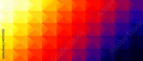 abstract background made up of triangles Color gradation from purple to red to yellow.