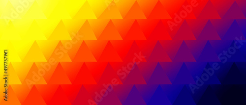 abstract background made up of triangles Color gradation from purple to red to yellow.