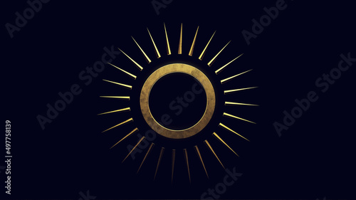 Angel Halo. Realistic golden angel Halo Isolated on black background. 3D Illustration