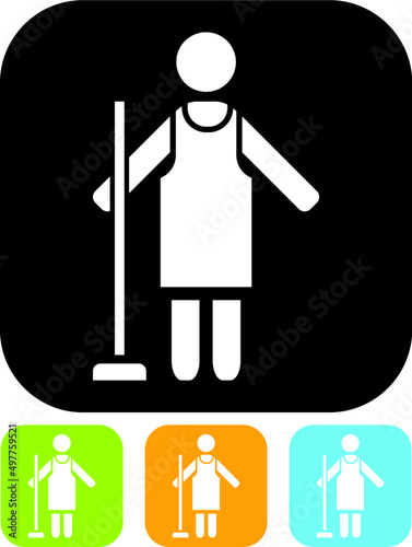 Cleaning lady icon isolated. Room service maid hotel sign