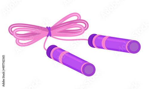 Pink skipping rope semi flat color vector object. Sporting equipment. Sports gear. Fitness tool. Full sized item on white. Simple cartoon style illustration for web graphic design and animation