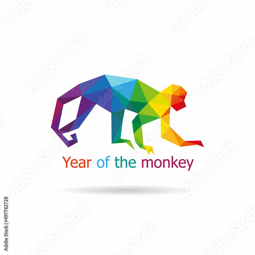 Monkey abstract triangle design concept element isolated on a white backgrounds, vector illustration