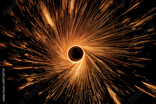 Sparks on a black background. Holiday fireworks.
