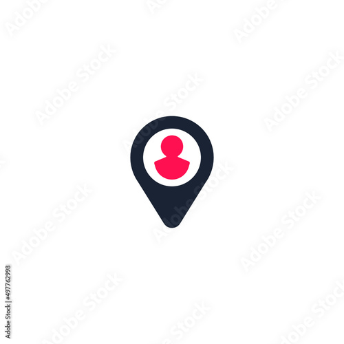 Map pin with user, person, himan vector icon