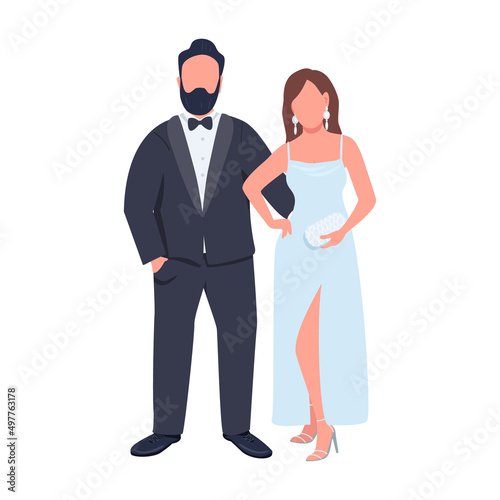 Superstars semi flat color vector characters. Standing figures. Full body people on white. Fashionable famous actors simple cartoon style illustration for web graphic design and animation