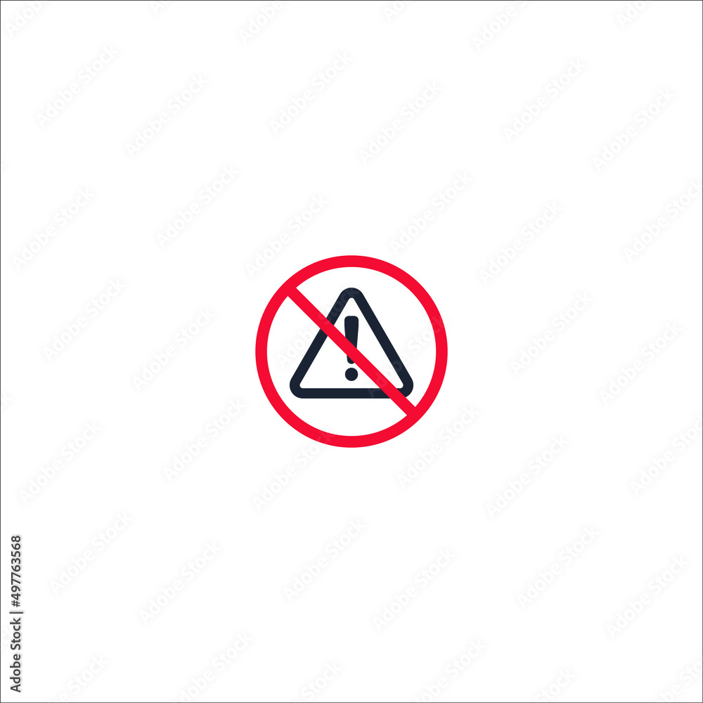 Eye-catching warning triangle icon with centered exclamation mark and red crossed-out circle symbol. Bold design for alerts and cautions, conveying a strong 'no entry' message. Eye-catching warning triangle icon with centered exclamation mark and red crossed-out circle symbol. Bold design for alerts and cautions, conveying a strong 'no entry' message.