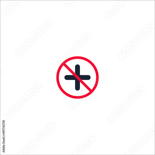 Free Download Plus and prohibition sign on white. No first aid available sign - GFXLoad