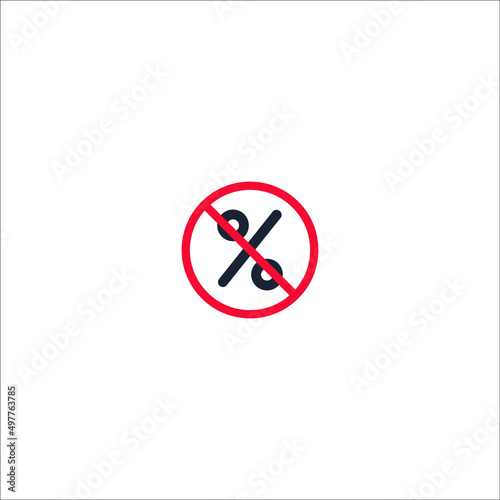 vector illustration sign of no used discount text sign, dont get discount for sale shop. forbidden