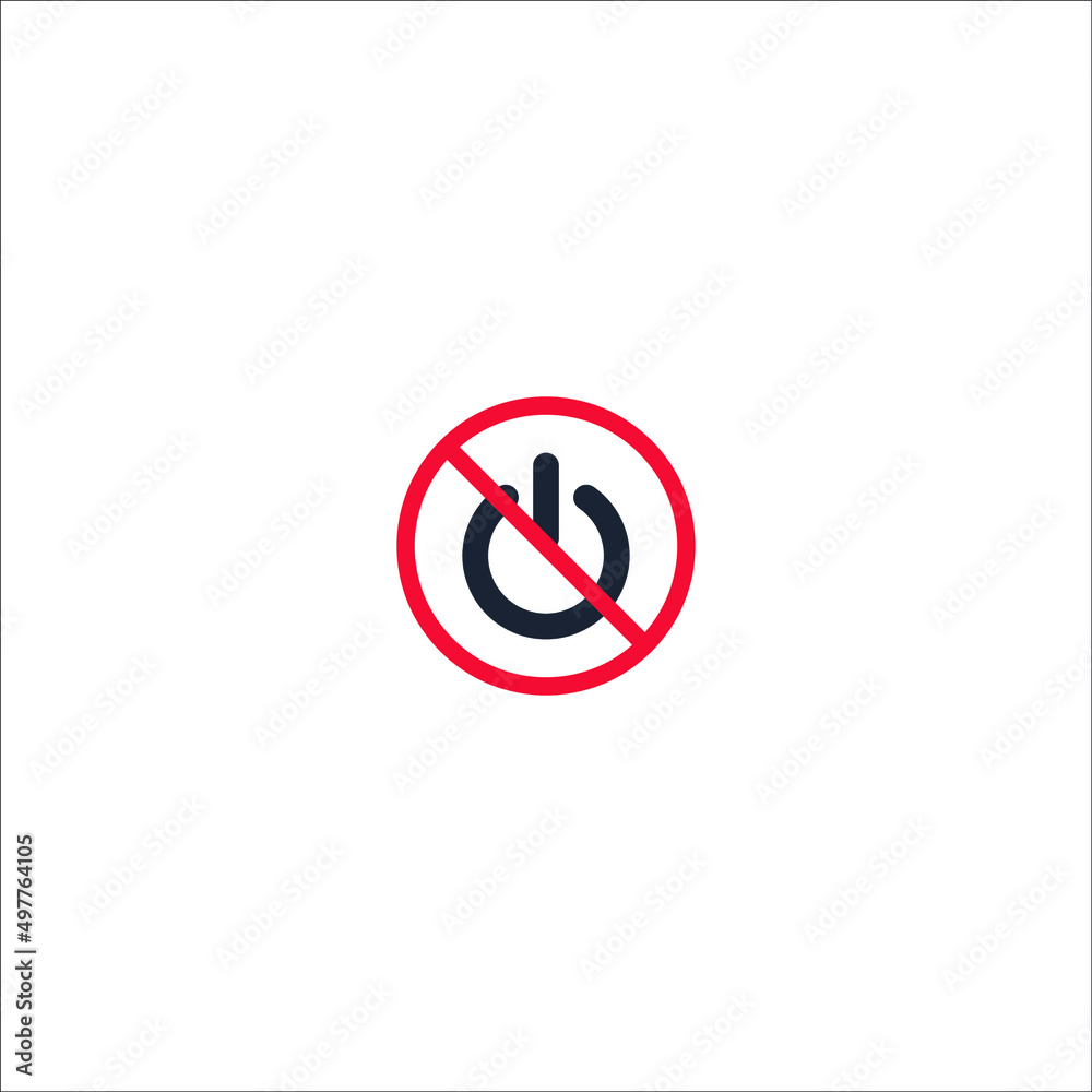 A power icon indicating that power is not available and a forbidden sign. A power icon indicating that power is not available and a forbidden sign.