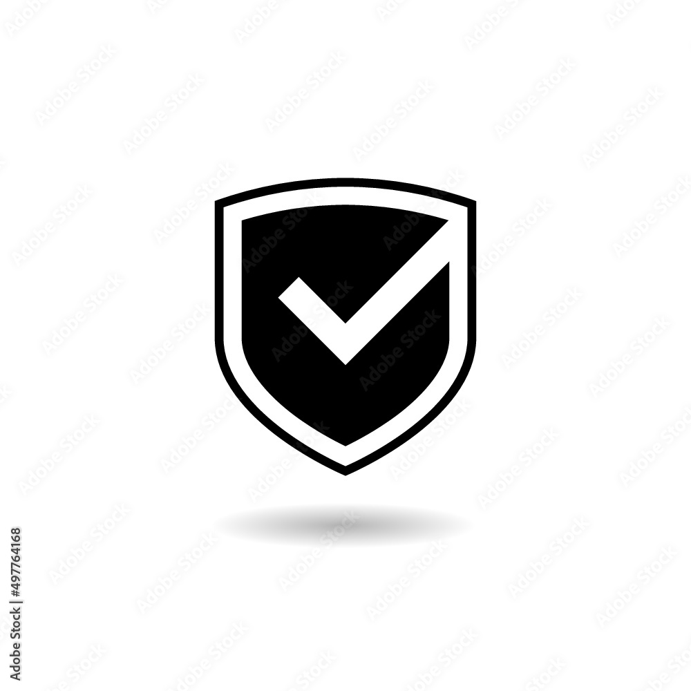 Shield with check mark icon with shadow Shield with check mark icon with shadow