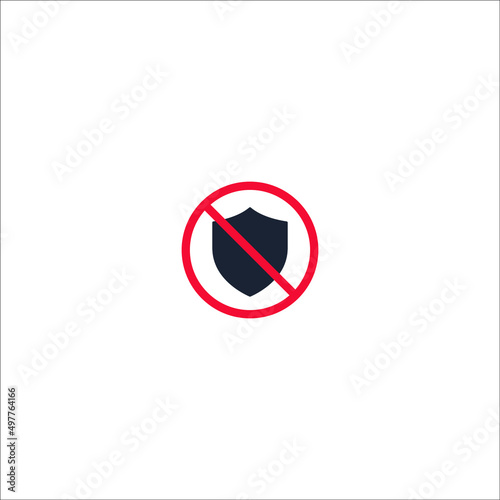 Free Download Shield ban icon. Shield is prohibited. Stop or ban red round sign with shield icon. Vector illustration. No protection icon. - GFXLoad